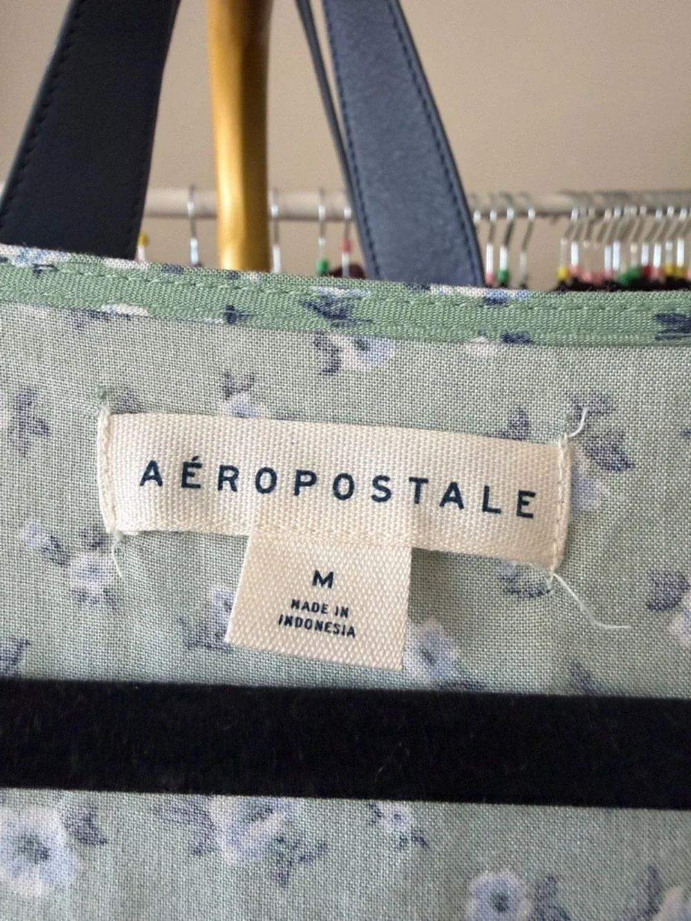 Aeropostale Light Green Floral Tiered Mini Dress size medium - Picture 6 of 7